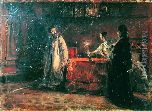 Tsar Boris Godunov (1551-1605) and Tsarina Martha, 1874 Oil Painting - Nikolai Nikolaevich Ge