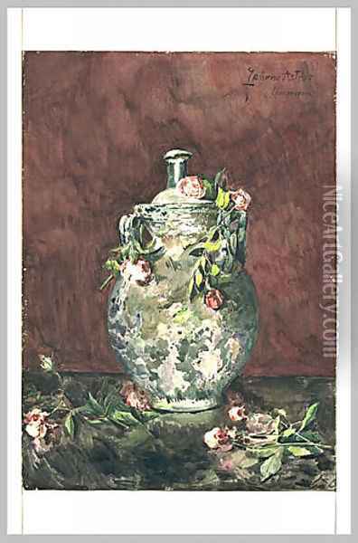 Roses carelessly thrown on a vase Oil Painting - Zacharie Astruc