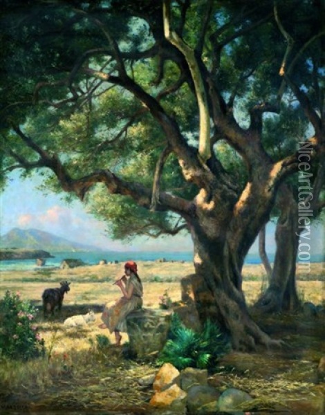 Bergere A Alger Oil Painting - Tito Marzocchi de Belluci
