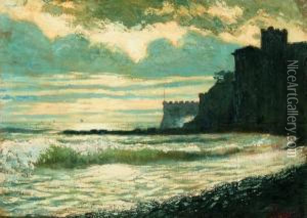Tramonto Nel Golfo Di Genova Oil Painting - Giuseppe Sacheri