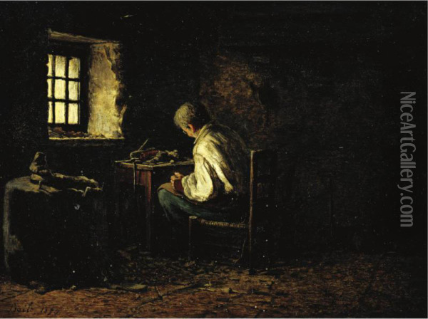 The Cobbler Oil Painting - Antoine Jean Bail