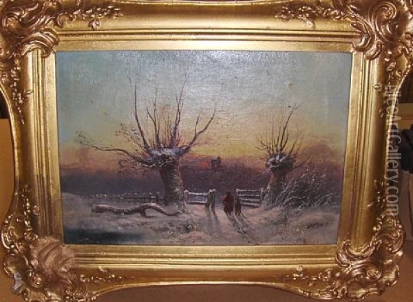 Winter  (+ Summer Landscape; Pair) Oil Painting - George Harris