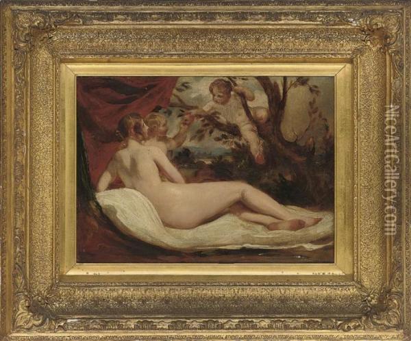 Reclining Nude With Putti Oil Painting - William Etty