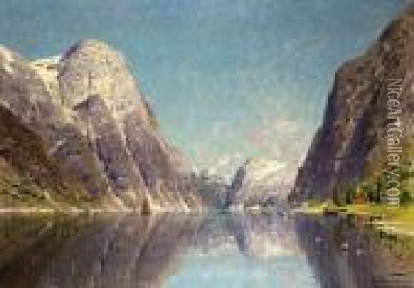 Norwegische Fjordlandschaft Oil Painting - Adelsteen Normann