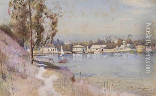 Views Of The Oakland Boat Basin (pair) Oil Painting - Richard Langtry Partington