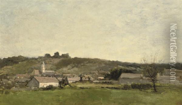 Scene Paysanne: The Little Village Oil Painting - Edouard J. Emile Brandon
