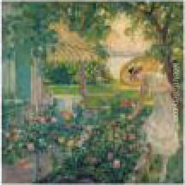 Im Rosengarten (in The Rosegarden) Oil Painting - Edward Alfred Cucuel