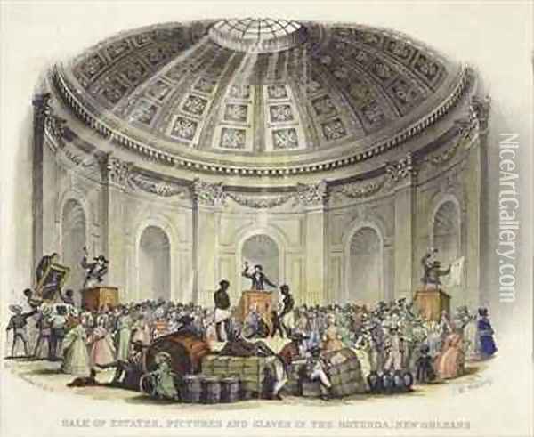 Sale of Estates, Pictures and Slaves in the Rotunda, New Orleans Oil Painting - Brooke, William Henry