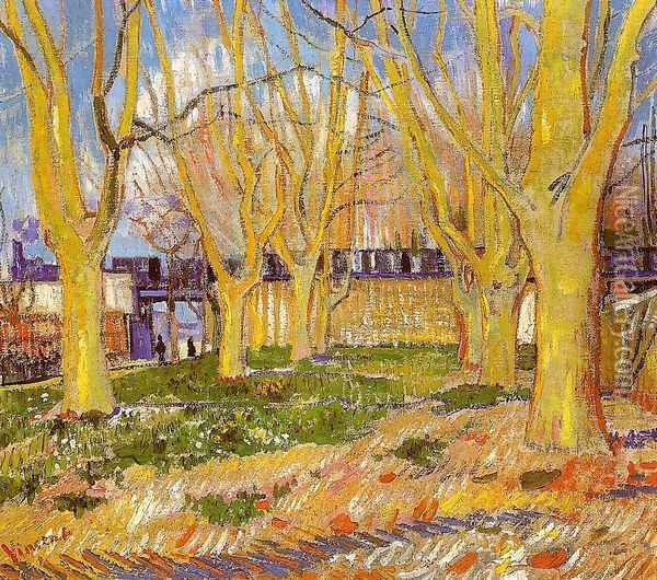 Avenue Of Plane Trees Near Arles Station Oil Painting - Vincent Van Gogh