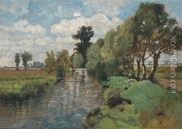 Hollandische Kanallandschaft Oil Painting - Louis Apol