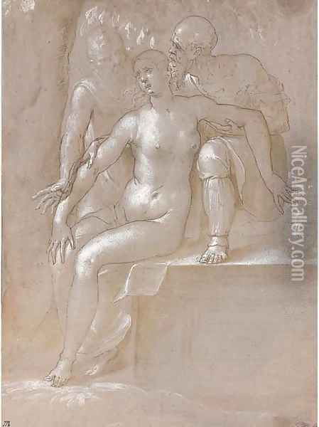 Susanna and the Elders Oil Painting - Jacopo Ligozzi