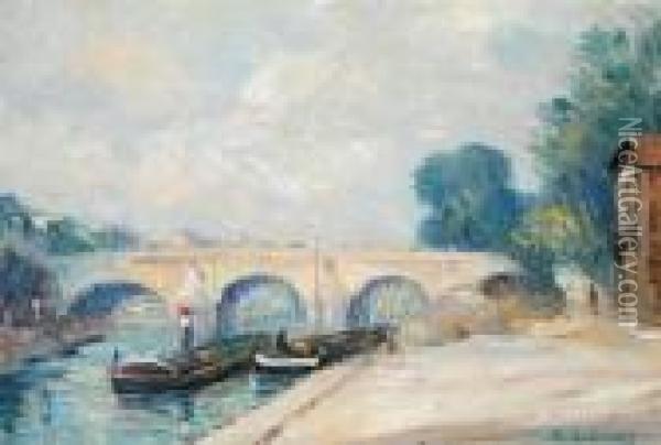 La Seine A Paris Oil Painting - Albert Lebourg