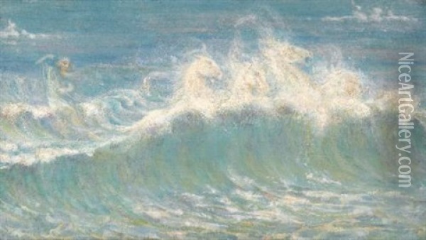 Neptune's Horses (sketch/variant) Oil Painting - Walter Crane