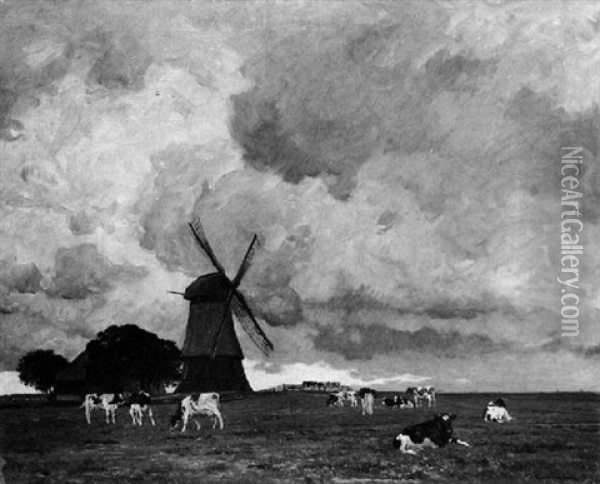 Hollandische Landschaft Oil Painting - Friedrich Kallmorgen