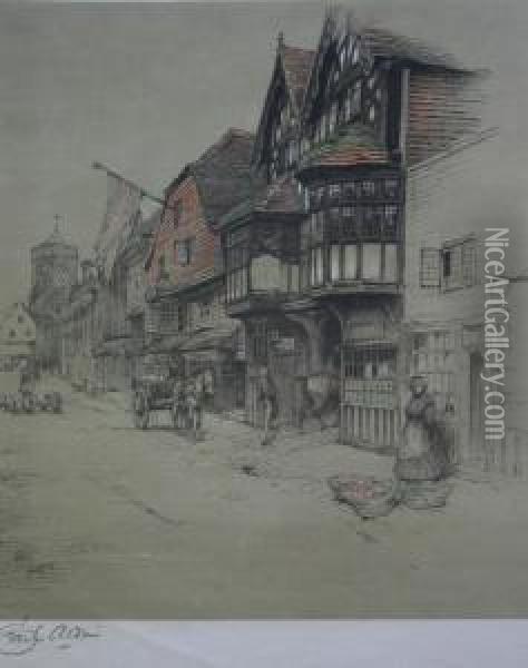 Old English Inns: The George Inn, Salisbury Oil Painting - Cecil Charles Aldin