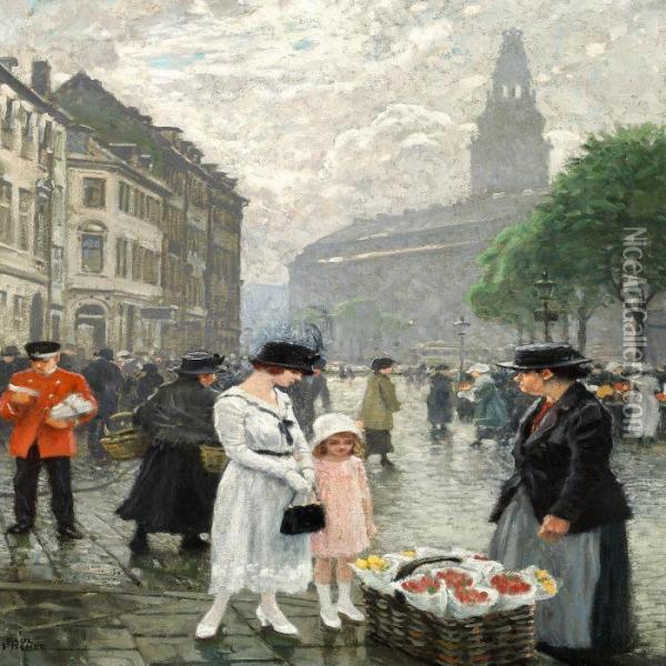 Spring Day In Copenhagen Oil Painting - Paul-Gustave Fischer