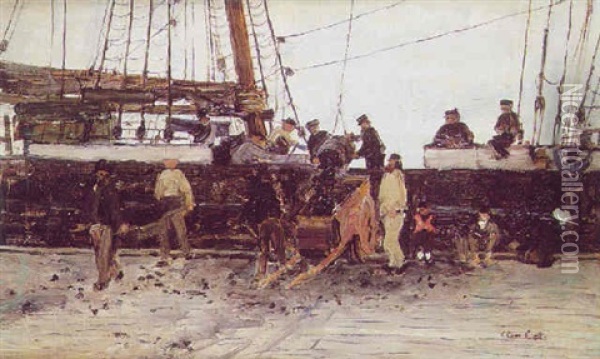 Dechargement D'un Navire Oil Painting - Siebe Johannes ten Cate