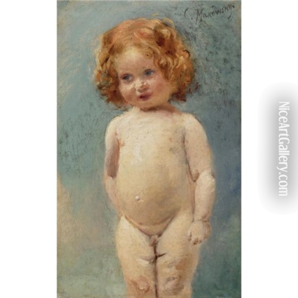 Nude Boy Oil Painting - Konstantin Egorovich Makovsky