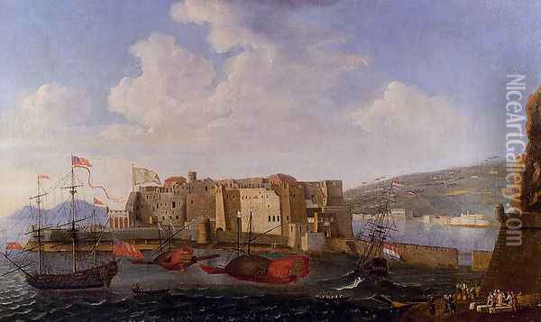 A View Of The Darsena, Naples Oil Painting - Gabriele Ricciardelli