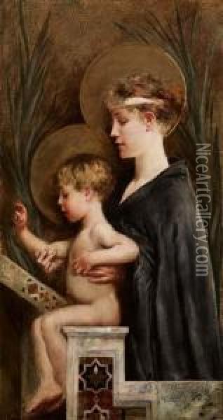 Madonna Col Bambino Oil Painting - Giulio Artistide Sartorio
