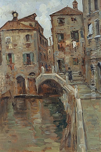 Venezia Oil Painting - Vettore Zanetti-Zilla