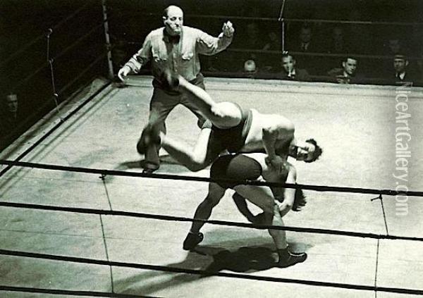 Wrestling I, New York City, 1938 Oil Painting - Frank Howard