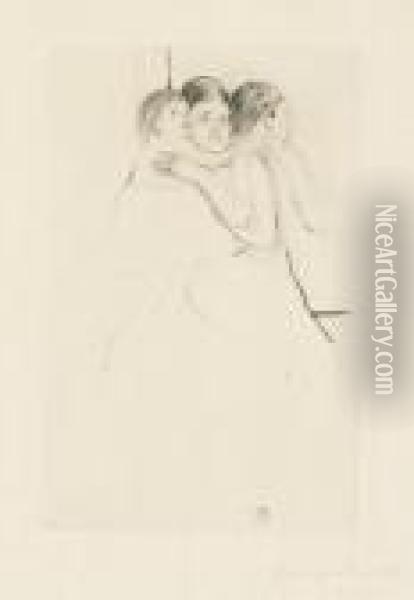 Mother Berthe Holding Her Child (b. 126) Oil Painting - Mary Cassatt