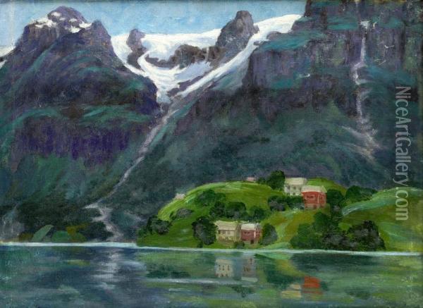 Krajina Z Norska Oil Painting - Odon Edvi-Illes