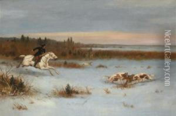 Wolf Hunt Oil Painting - S. S. Woroschiloff
