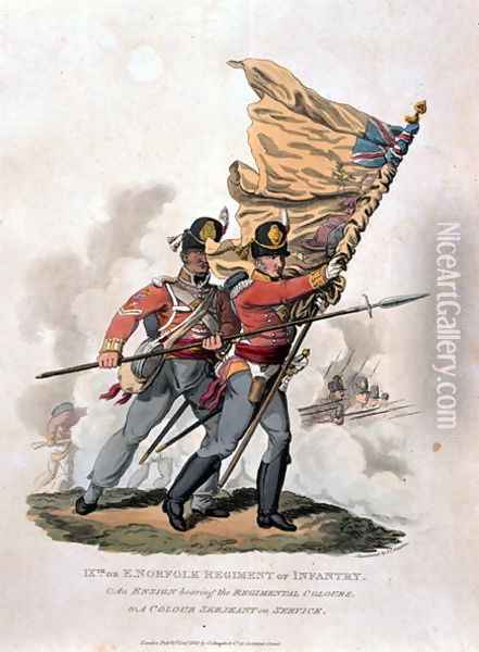 9th, or E Norfolk Regiment of Infantry, from Costumes of the Army of the British Empire, according to the last regulations 1812, engraved by J.C. Stadler, published by Colnaghi and Co. 1812-15 Oil Painting - Charles Hamilton Smith