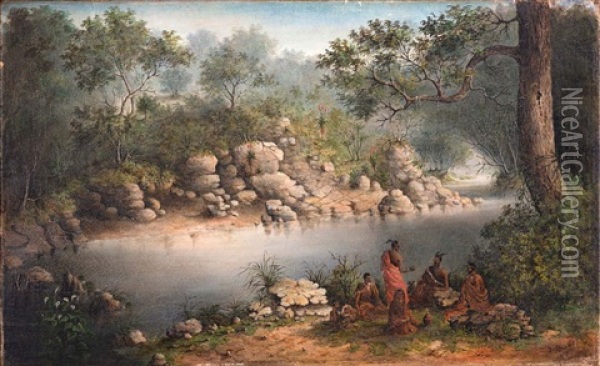 Chiefs In Council At The Kariega River Oil Painting - Frederick Timpson I'Ons