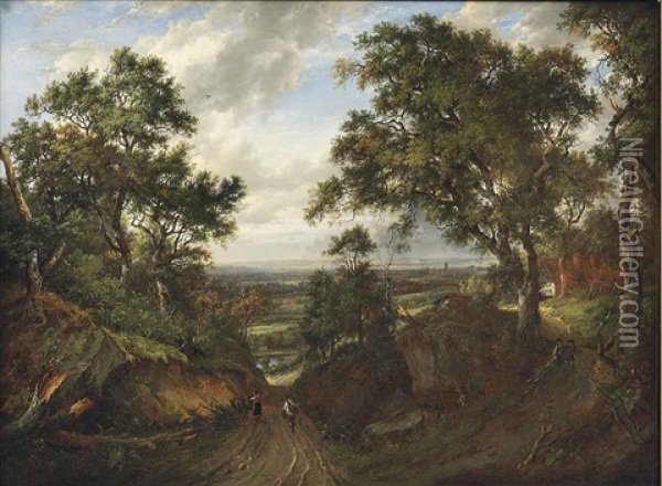 A View Near East Grinstead Oil Painting - Patrick Nasmyth