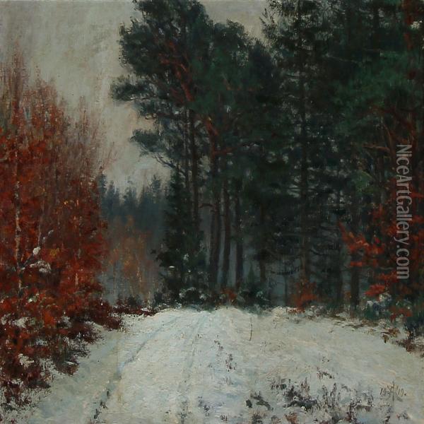 Winter Day In Tisvilde, Denmark Oil Painting - Arnold Krog