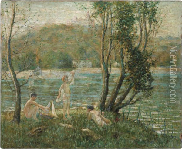 Bathers Oil Painting - Ernest Lawson