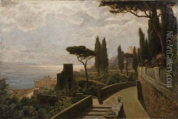 Napoli, I Giardini Di Posillipo Oil Painting - Ludwig Gebhardt