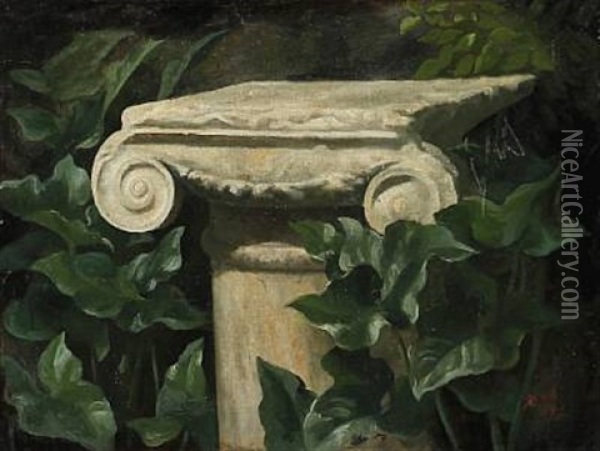 Green Plants Around A Column Oil Painting - Anthonie Eleonore (Anthonore) Christensen