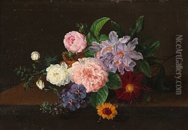 Still Life With Flowers Oil Painting - Johannes Ludwig Camradt