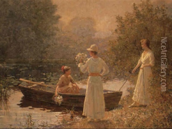 Afternoon At The Pond Oil Painting - Abbott Fuller Graves