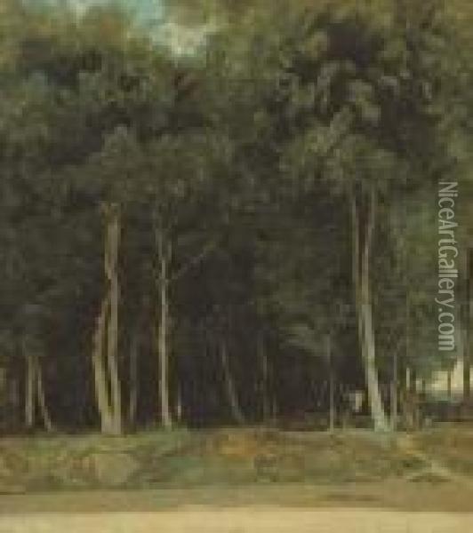 Fontainebleau - Route Du Bras Breau Oil Painting - Jean-Baptiste-Camille Corot