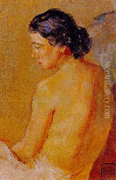 Nude In Profile Oil Painting - Rupert Bunny