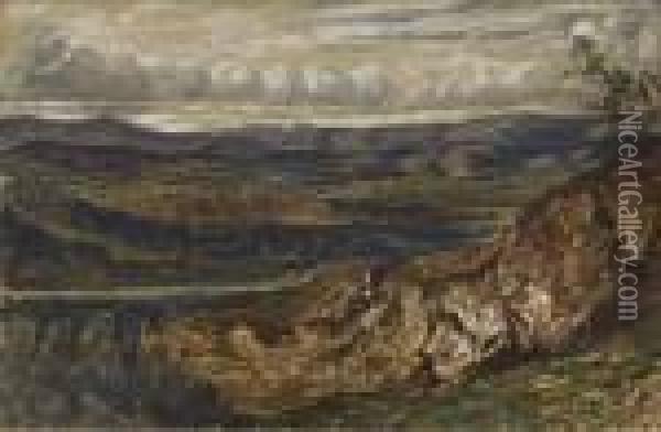 Vue Panoramique De L'arriere-pays Nicois Oil Painting - Paul Huet