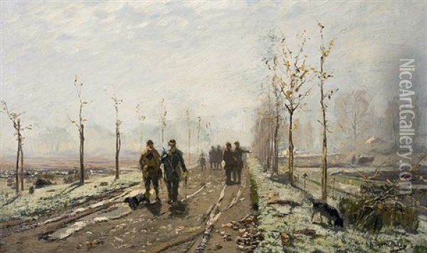 After The Hunt Oil Painting - Hugo Muehlig