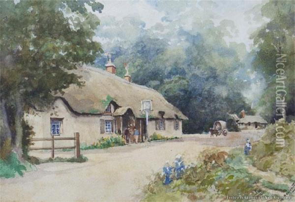 Thatched Cottages Oil Painting - Charles Henry Howorth