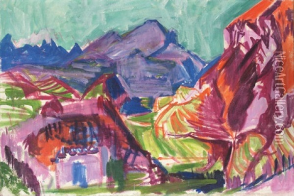 Tessiner Landschaft - Das Mendrisiotto, Von Obino Aus Oil Painting - Albert Mueller
