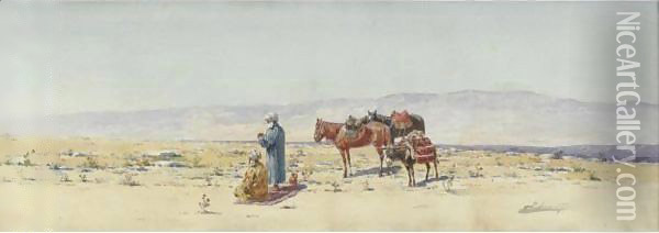 Praying Nomads Oil Painting - Richard Karlovich Zommer