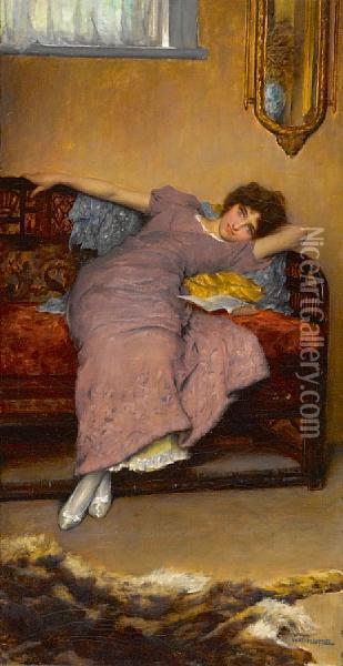 Blue Eyes Oil Painting - William A. Breakspeare