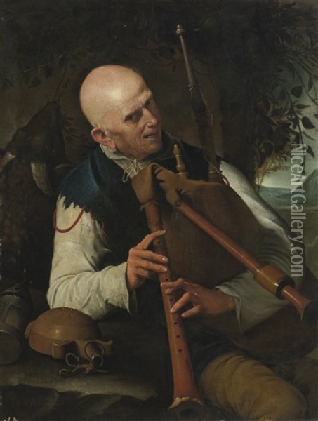 A Bagpiper Oil Painting - Pietro Paolini