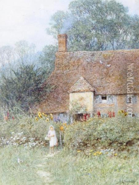 By The Cottage Gate Oil Painting - Helen Mary Elizabeth Allingham