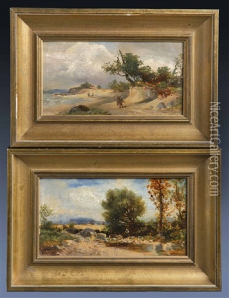 Kleine Landschaftsstudien (pair) Oil Painting - Leonhard Ratschiller