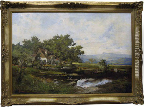 Gehoft Am See Oil Painting - Thomas Guggenberger